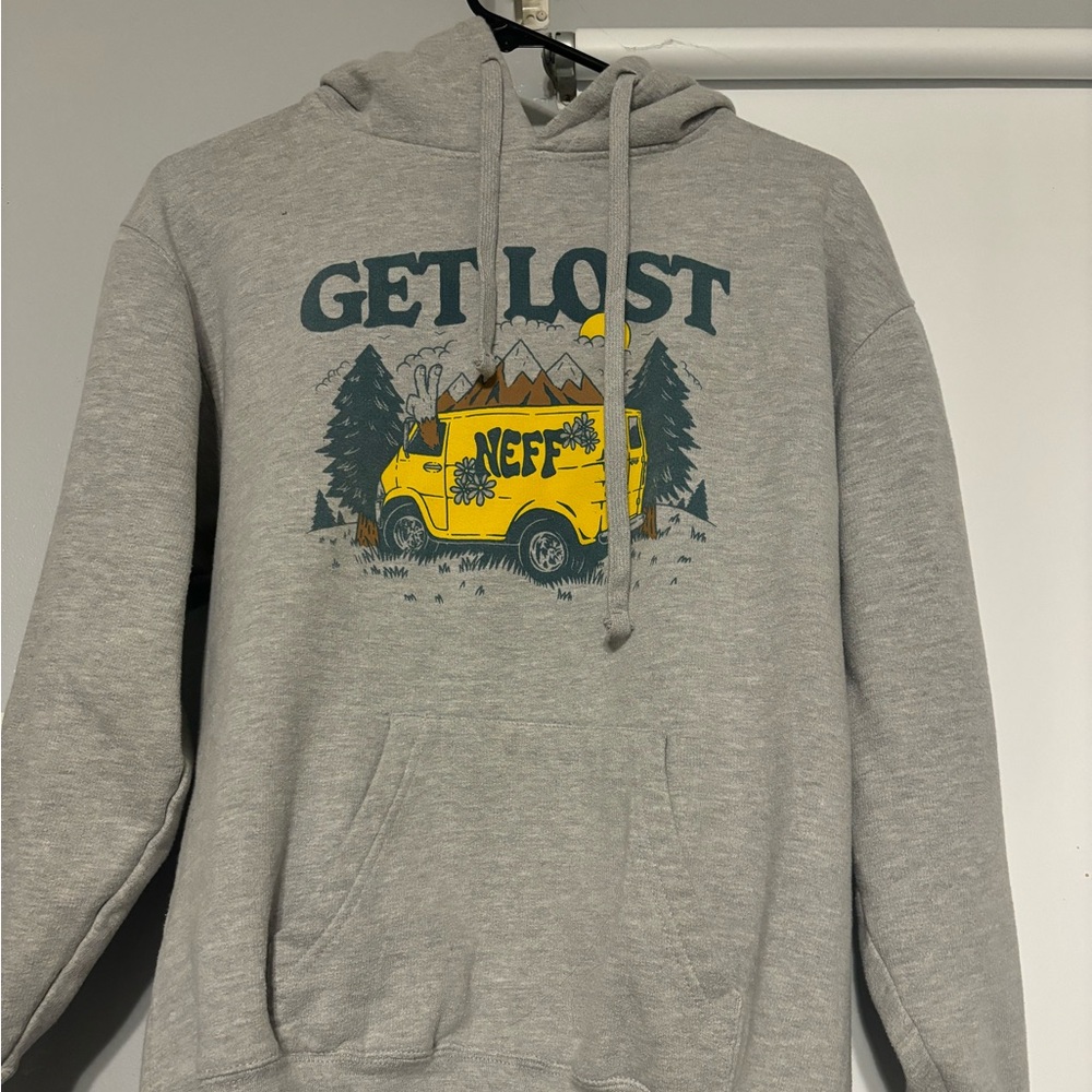 Neff Heather Gray Hoodie with Vibrant Yellow Design